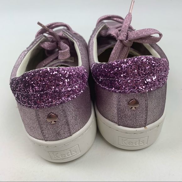 Keds X Kate Spade New York Ace Glitter purple metallic shoes sneakers Size 9 - Picture 6 of 10